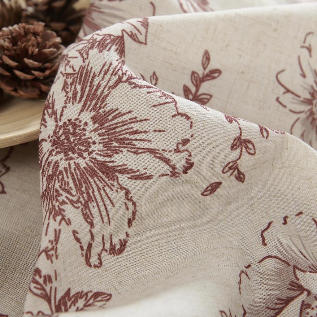 Cotton Linen Rod Pocket Floral Filtering Window Curtain for Living Room Bedroom Drapes Shower Curtain Luxury Country Farmhouse