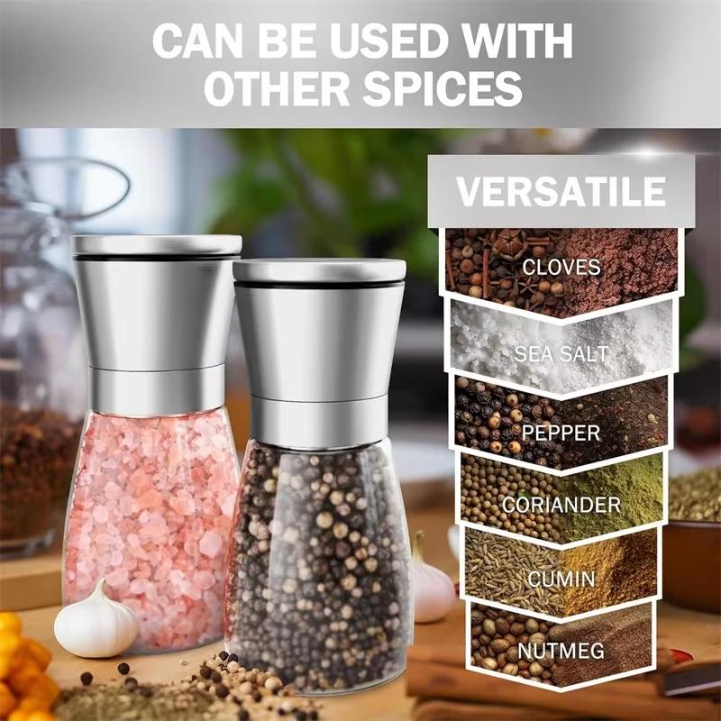 Manual Salt Pepper Grinder Pepper Grinder Salt Grinder Stainless Steel Salt and Pepper Shakers Kitchen Mills Accessories