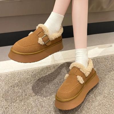 2024 Brand Ladies Shoes Slip On Women's Boots Winter Round Toe Solid Flock Plush Warm Platform Water Proof Casual Snow Boots