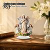 Catholic Religious Statue Virgin And Angel Ornament, 2D Acrylic Ornament with Christian Home Base, Table Centerpiece, Gift for Women
