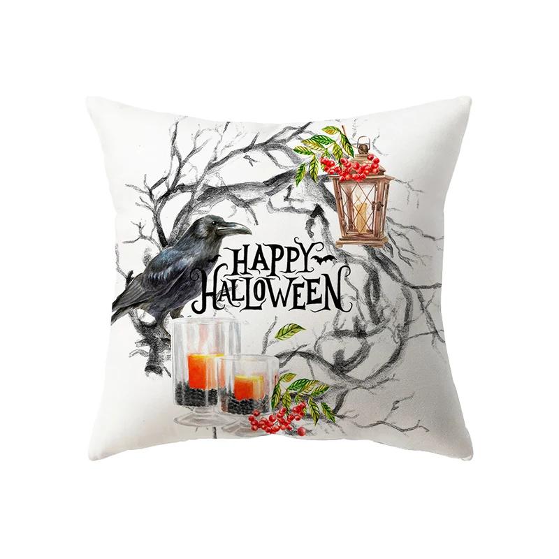 Horror Halloween Pumpkin Grim Reaper Print Pattern Cushion Cover Home Living Room Sofa Decoration Polyester Pillow