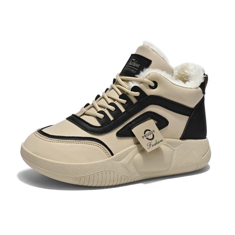 Fleece high-top little white shoes for women's 2025 winter new student board shoes ins Korean version thickened warm casual cotton shoes