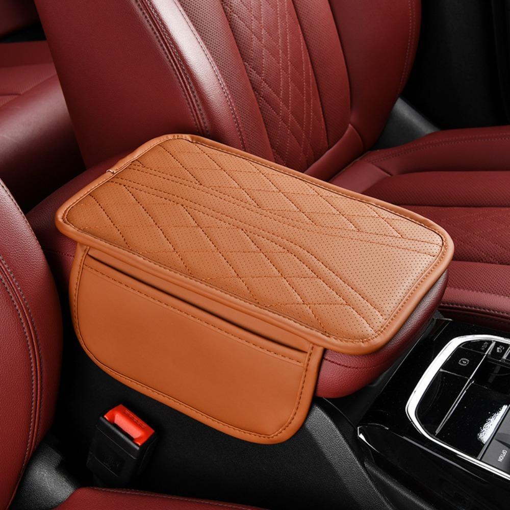 Multi-Functional Armrest Storage Bag PU Leather Car Armrest Pad  Car Interior