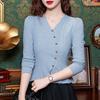 Modisches unregelmäßiges Basic-Shirt für Damen im Winter Neuer Stil Knittervielseitig High-End-Stil Langarmshirt