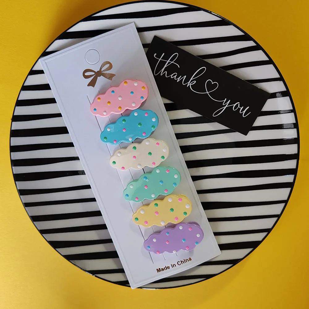 6pc Cute European and American Colorful Dot Hairpin Hair Side Clips for Women Girls Children Gift Korean Hair Accessories