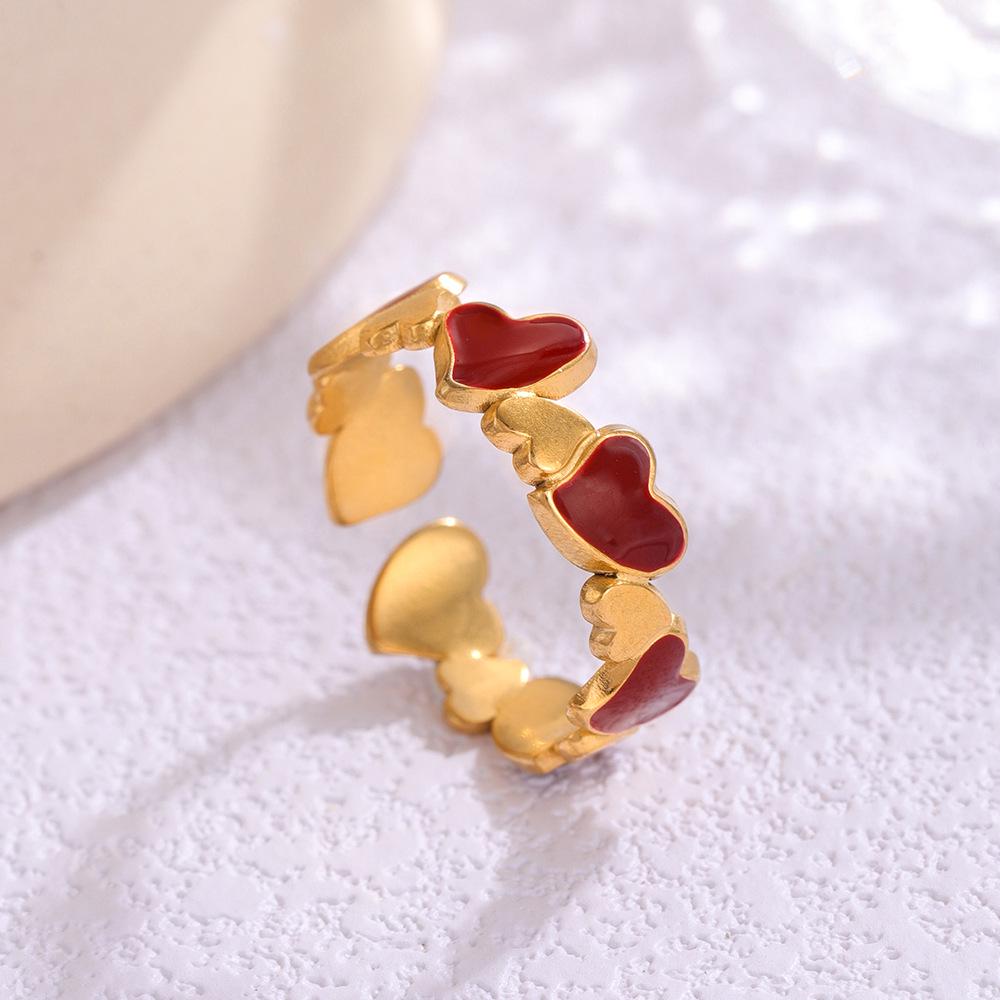 Women's Heart-Shaped Titanium Stainless Steel Open Ring