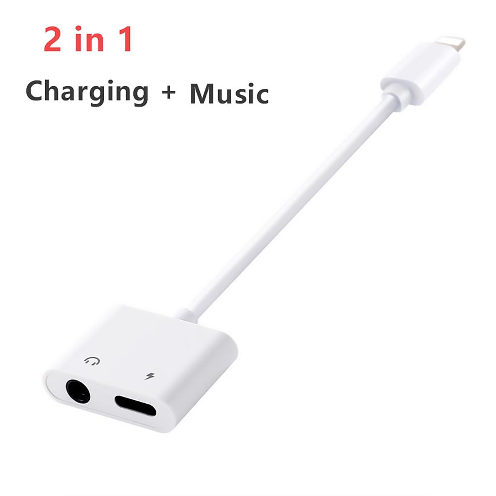 Buy For iPhone X XR 7 8 Plus 3.5mm AUX Earphone Headphone Jack 2in 1