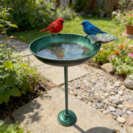 Bird Bath And Feeder Metal Bird Bath with Lotus Leaf Design Bird Feeder Outside