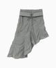 Jenyujeu Lace-Up Asymmetrical Wave Puckering Skirt - Light Gray