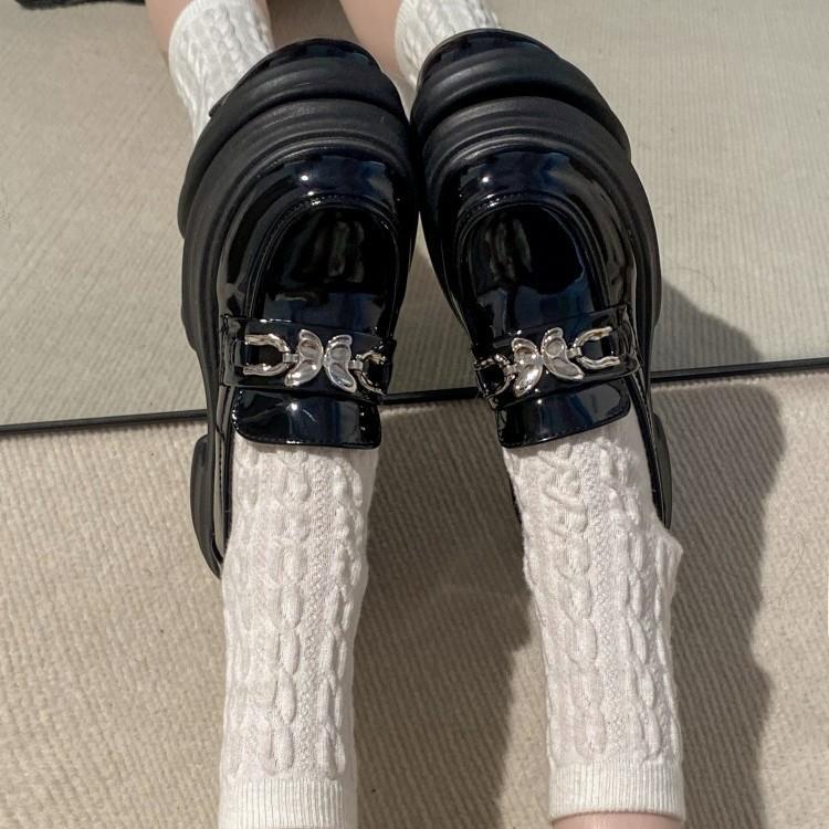 British Style Small Leather Shoes Women's Single Shoes 2025 Summer New Platform Black Muffin Loafers Jk Mary Jane Shoes