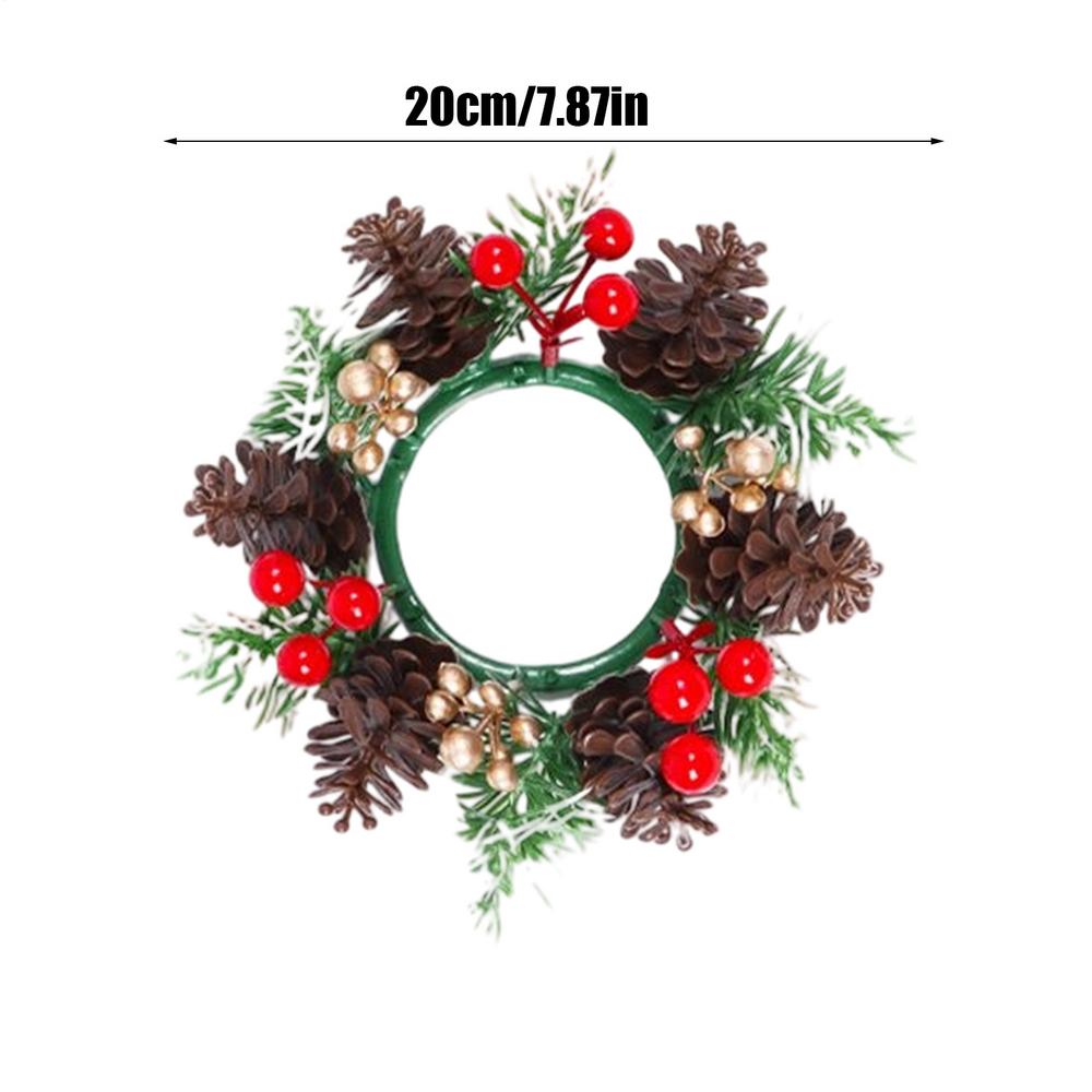 Christmas Candle Rings Wreaths Mini Christmas Candle Wreath With Red Berries Candle Holder Garland Cabinet Decor For Holiday