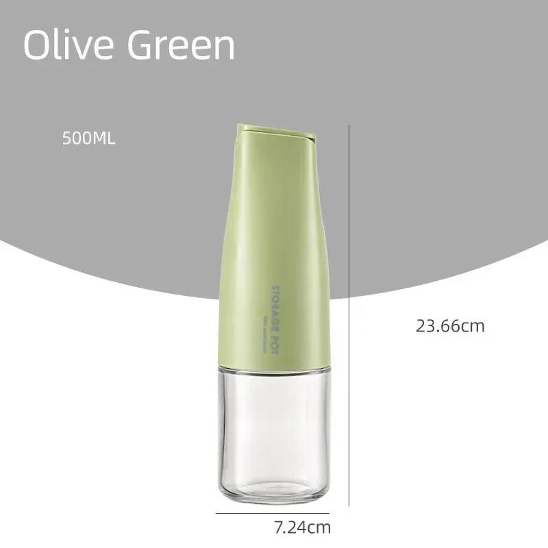 500ML Leakproof Oil Dispenser Bottle Glass Container Automatic Cap for Olive Oil Soy Sauce Camping BBQ Baking Sauce Storage Jar