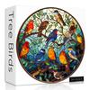 1000 Piece Stained Glass Bird Puzzle for Adults, Round Bird and Tree Jigsaw Puzzle, Impossible, Hard, Challenging Puzzle for Adults