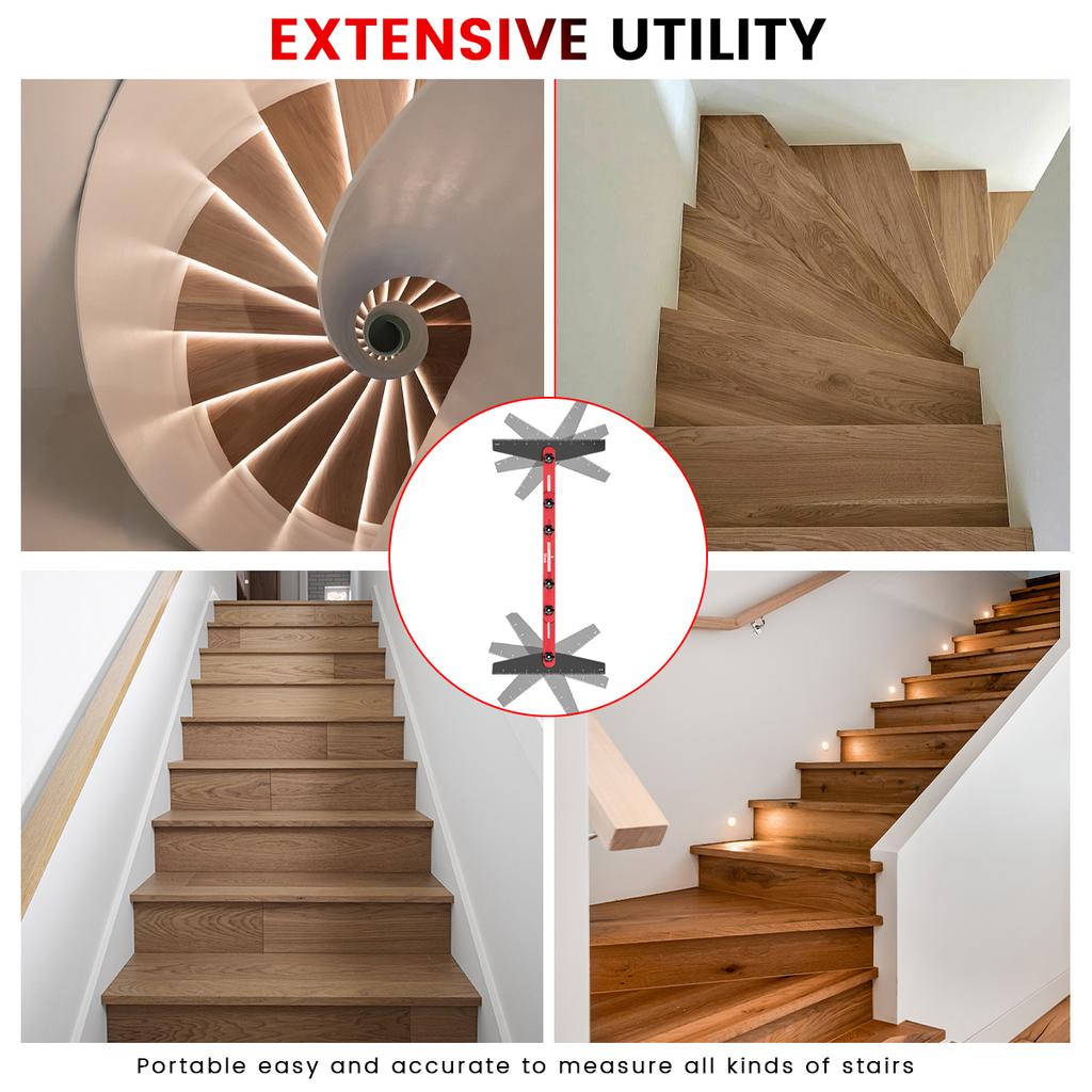 Stair Tread Template Tool - Step Measuring Jig with Ruler and Angle - 10.2In to 60In Guage Wizard Scribe Tool Cutting Guides