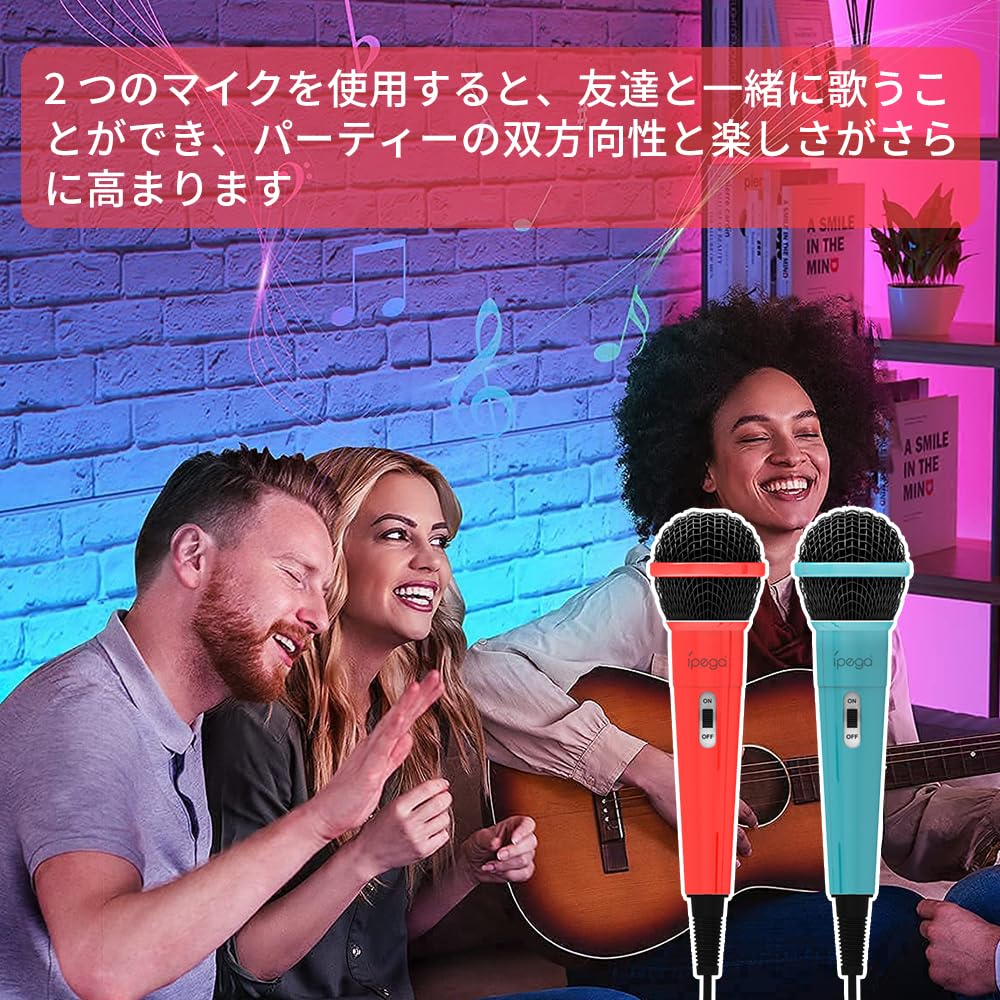 Set of 2 Switch Microphones, Karaoke Microphones, Wired Microphones, USB 2.0 for Nintendo Switch, Easy Connection, 3.5mm Gaming Microphone, 3m Cable,