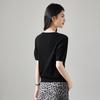 100% sheep wool round neck short sleeved wool sweater for women 2026 spring and autumn casual versatile short knitted top