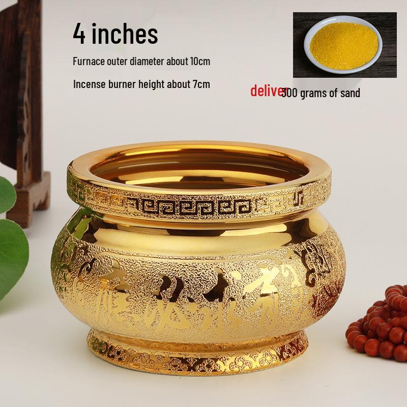 Small Ceramic Buddha Incense Burner with Golden Sand
