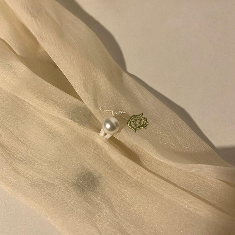 Sun Flower Embroidery Flower Ice Silk Sleeves Pearl Buckle Sunscreen Sleeve Cute   Women