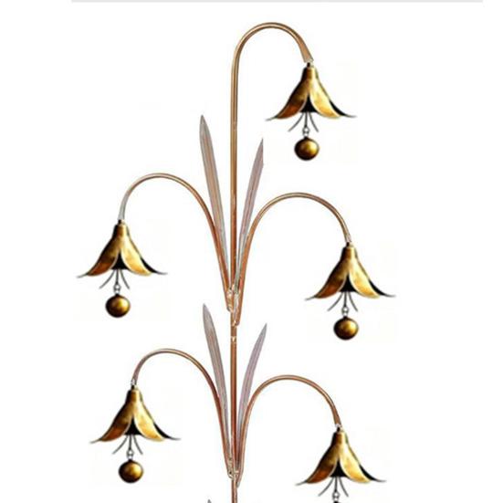 Metal Hanging Decor for Patio Bluebell Flower Wind Chime Stake, Iron Garden with Ground Durable Rustic Bell, Outdoor Yard Lawn Art Home