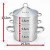 Yoshikawa Stainless Steel Dim Sum Steamer Pot, Three Tiers, 16cm, 1.6L, IH Compatible, Direct Flame Compatible, with Lid, Made In Japan,