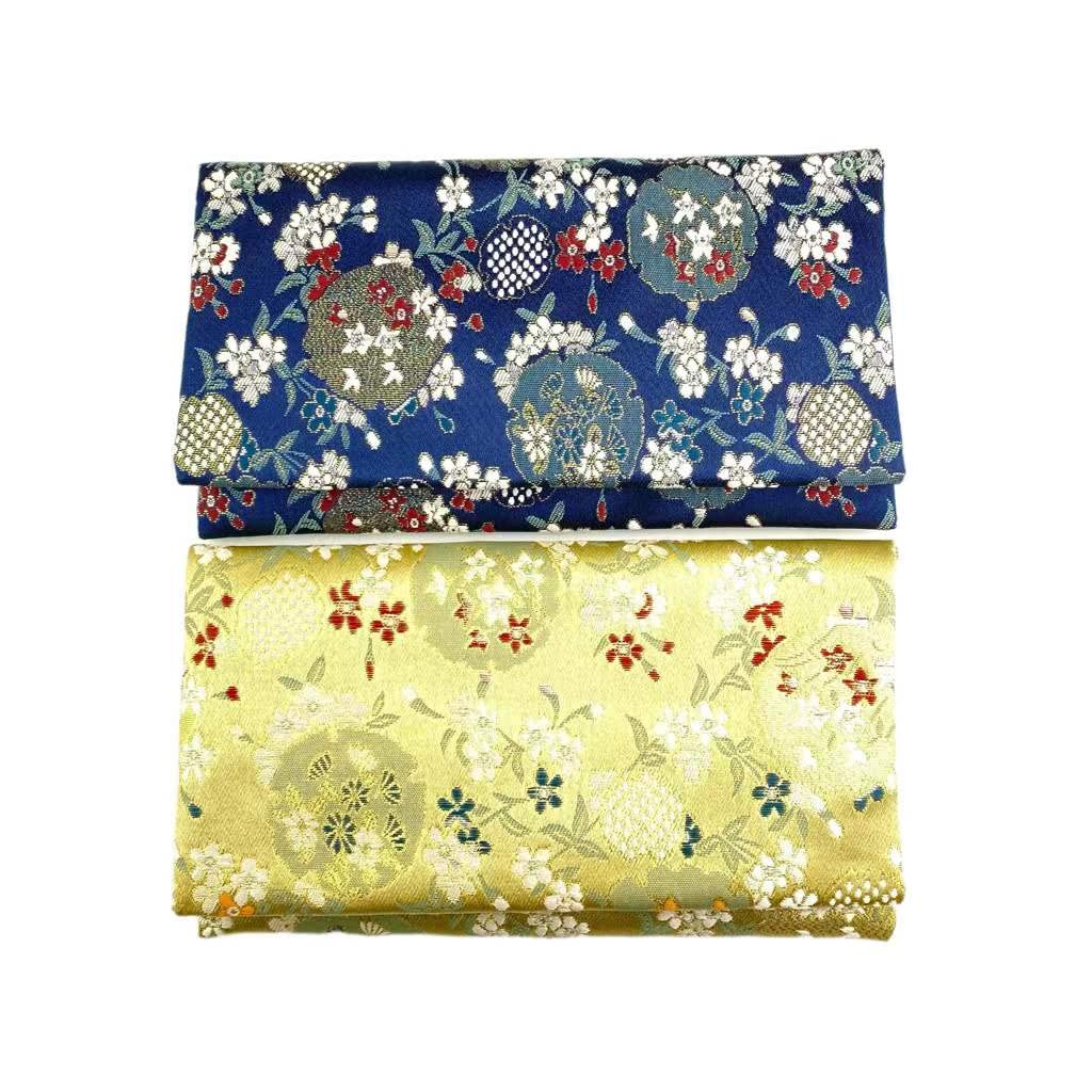 Myorenka Prayer Bead Case (Prayer Beads Case) - Rayon Woven Brocade, Navy Blue and Golden Brown, Large Size (11cm X 19.5cm). Portable Prayer Bead