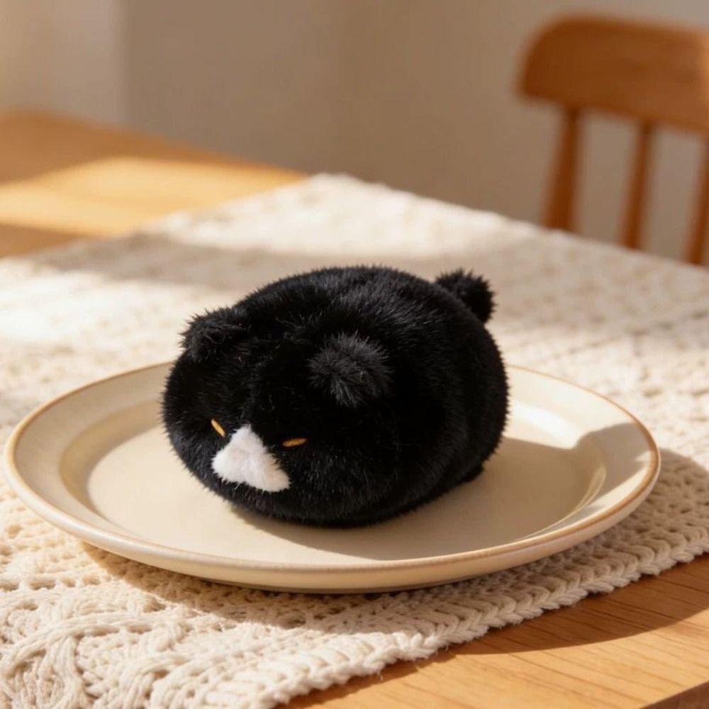 Cartoon Round Drum Cat Plush Toy Fluffy Soft Calico Cat Plush Wrist Gift for Children