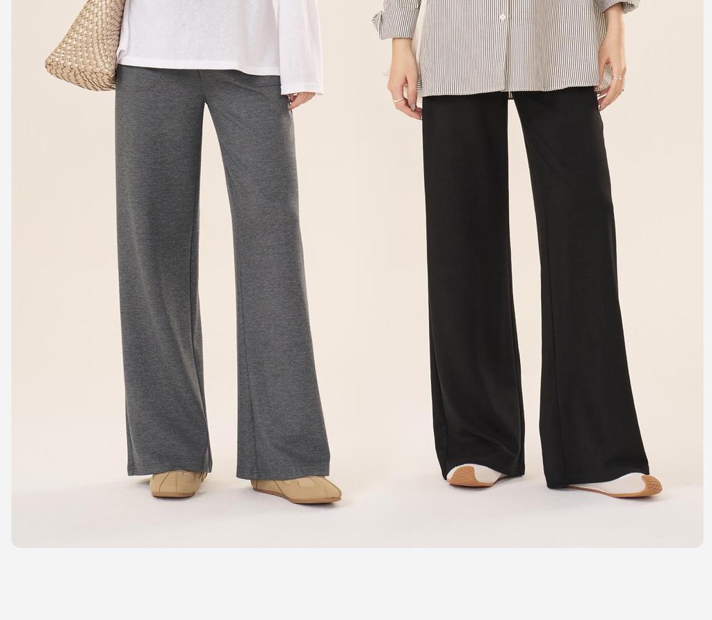 Petite Black Wide-Leg Maternity Pants - Non-Constricting for Spring & Autumn 2025