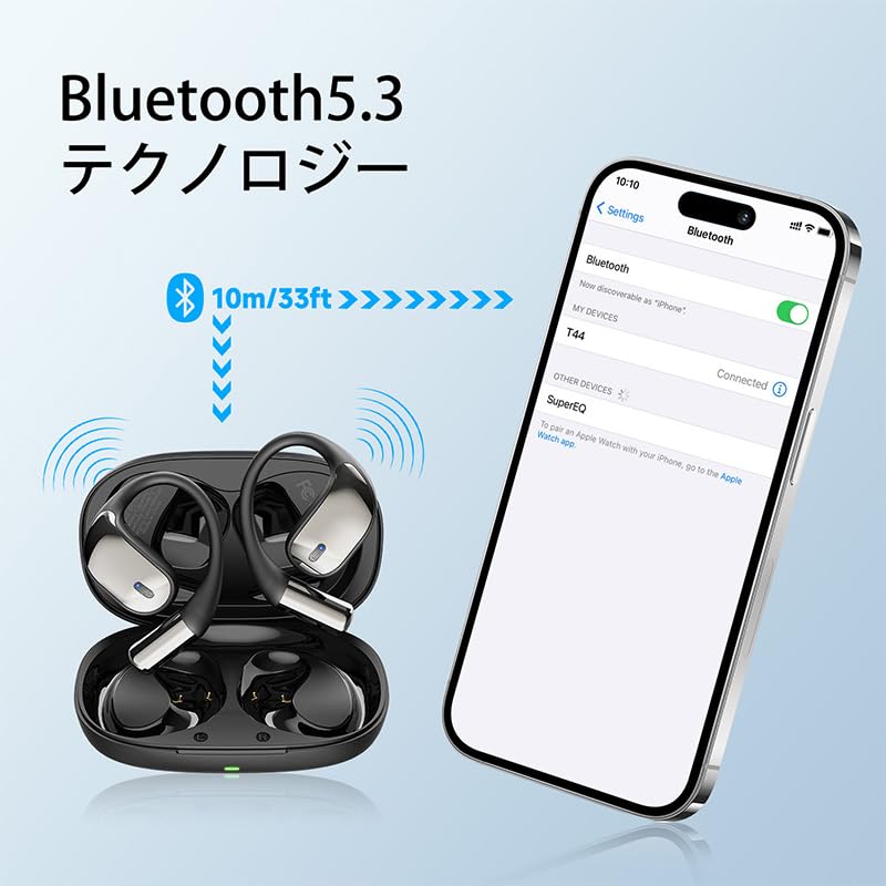 SuperEQ T44 Wireless Headphones Bluetooth 40mm Up To 40 Hours of IPX4 Touch and Fast Charging 5.3, Drivers, Playtime, 4-Mic ENC, Waterproof,