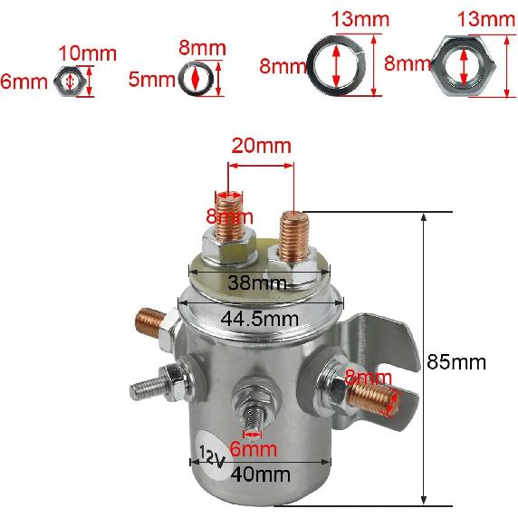 Starter Relay Solenoid Continuous Duty 6 Pin 12V for Marine for Golf Cart Winch Motor Autocrane Industrial Marine