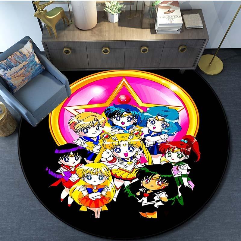 Uroczy Sailor Moon Wodoodporny i antypoślizgowy okrągły ładny dywanik podłogowy okrągły dywanik do salonu dziecięcy namiot do gry w grę dywaniki