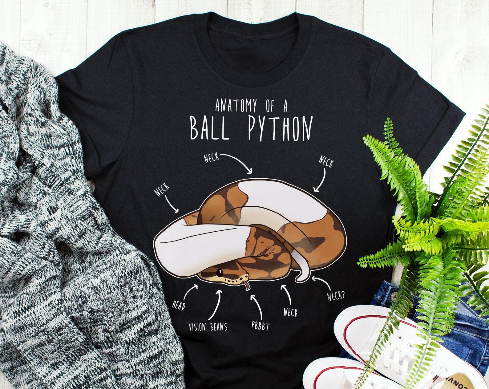 Funny Piebald Ball Python Shirt, , , Reptile Tshirt, Snake Lover Gift, Reptile T-shirt, Cute Snake Tee, Python Anatomy Snake Mom Dad 100