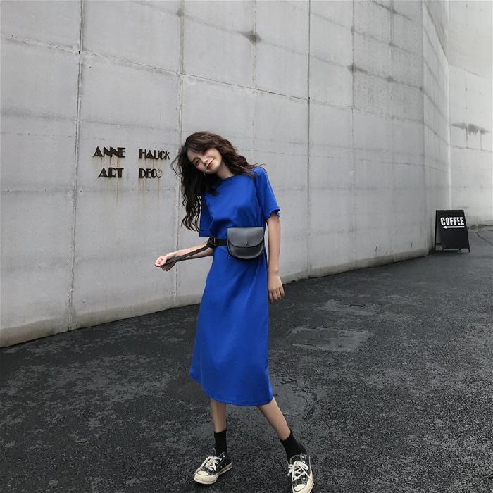 Long T-shirt Dress Summer Women's Plus Size Loose Fashion Mid-length Short-sleeved Straight Dresses