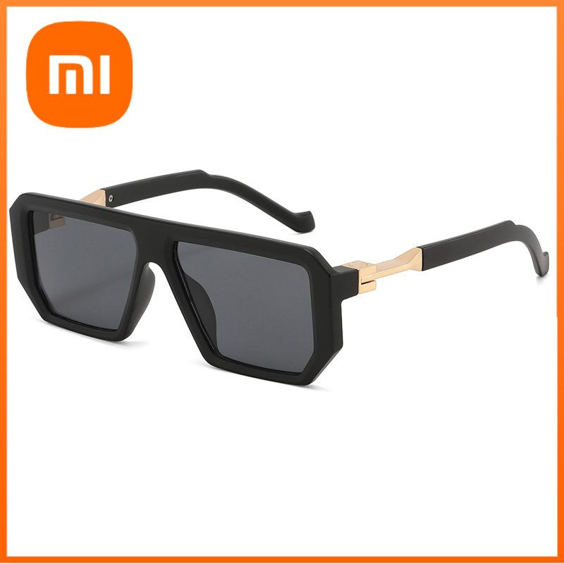 Xiaomi Óculos de Sol Quadrados Y2K para Homens e Mulheres, Haste de Metal Dourado com Decoração, Lentes Piloto Oversized para Festa, Rua, Viagem, Proteção UV400