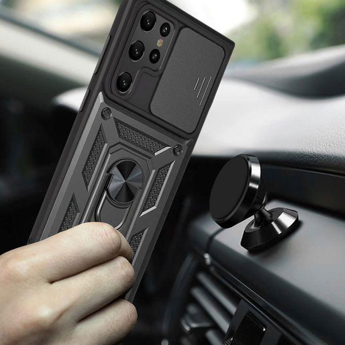 Coque Rigide - BOOLING - pour Samsung Galaxy S22 Ultra - Antichoc - Protection Caméra - 2 Verres 3D