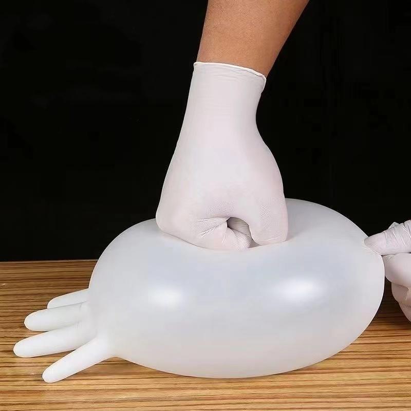 20/100PCS White Nitrile Gloves Disposable Kitchen Gloves for Household Cleaning Cooking Non-Slip Beauty Hair Salon Work Gloves