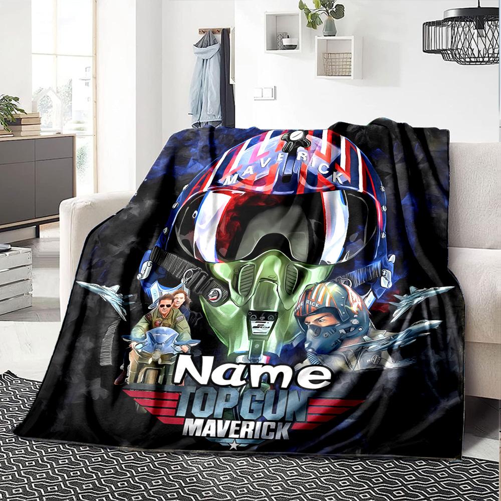 Customiz Name Personality Top Gun Maverick Blanket Soft &Warm Sofa Office Bed Travel Lunch Break Blanket, Gift Suitable All Seasons