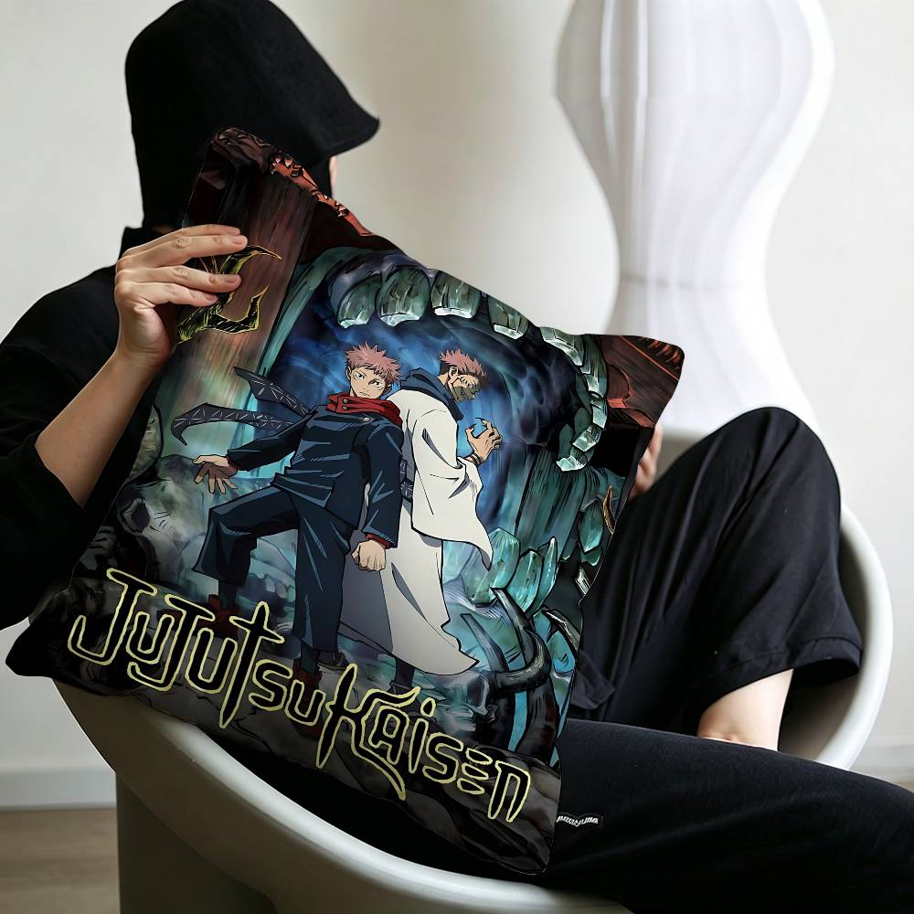 Vintage Anime Jujutsu Kaisen Gojo Satoru Kraft Cushion Cover Pillowcase Upholstery Sofa Throw Pillow Home Decor Pillowcas