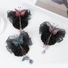 Hair Net Elastic Tight Non-Slip Handmade Tassel Bow Decor Dress Up Headdress Women Hair Clip with Hair Net Bag Hair Accessories
