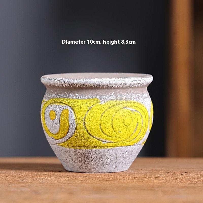 

Mediterranean Style Flower Pot Set Creative Plant Pot Ceramic Vase Vintage Printed Ceramic Flower Pot Home Decoration