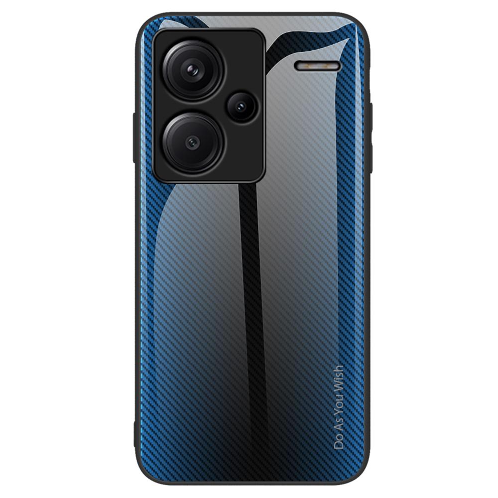 

Для Xiaomi Redmi Note 13 Pro+ 5G Чохол Загартоване скло+TPU Накладка з текстурою вуглецевого волокна Baby Blue