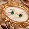 Emerald Zircon Adjustable Women's Ring - Classic Korean Fashion Style