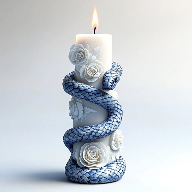 Snake Coiled Around Pillar Relief Cylindrical Candle Silicone Mold Cylinder Resin Silicone Mould Coiled Snake Gypsum Molds