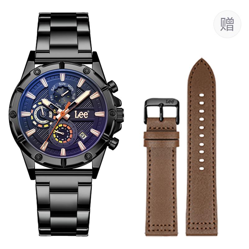 Lee Наручные часы Кварцевый механизм Стальной ремешок Черный циферблат Мужские часы Узел Праздничные Классический футляр M474 69LEF-M474ABAB-1RSY