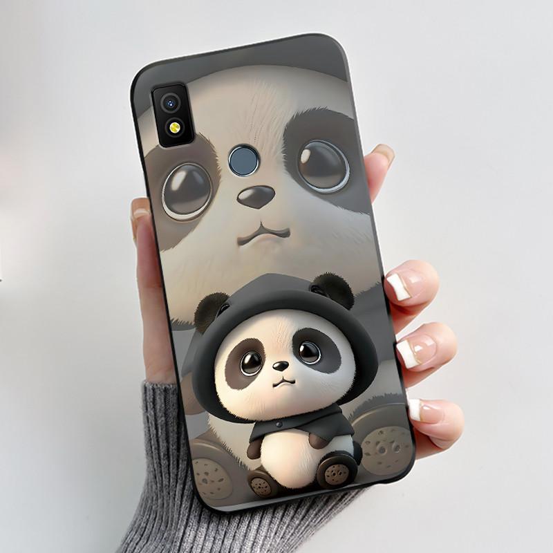 Etui Luksusowe Urocze Króliczek Miłość Śmieszne Czarne Miękkie Silikonowe TPU Ochronne Etui na Telefon dla Cricket Icon4 Tylna Klapka