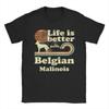 Life Is Better with a Belgian Malinois T-Shirt Beach  Fashion T-Shirts Mens Cotton O Neck Oversize Clothing Short Sleeve Tshirt