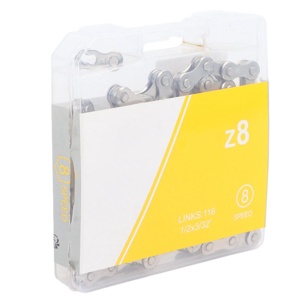 8 Speed Bike Chain Steel Fast Installation Silver Silent Accurate Shifting Mountain Bike Chain for 8 Speed Bicycles