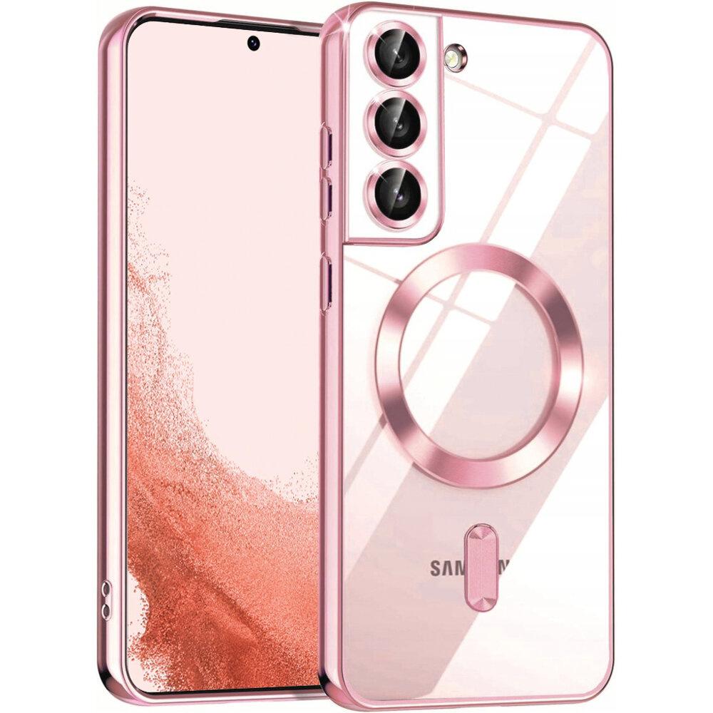 Case for Samsung Galaxy S22, Electro MagSafe, Pink Rose Gold + Glass Screen Protector