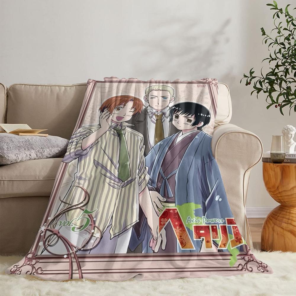 H-Hetalia Axis Powers Coperta Morbida in Flanella Coperta Estiva Leggera Accogliente per Sonnellino su Divano Letto Viaggio