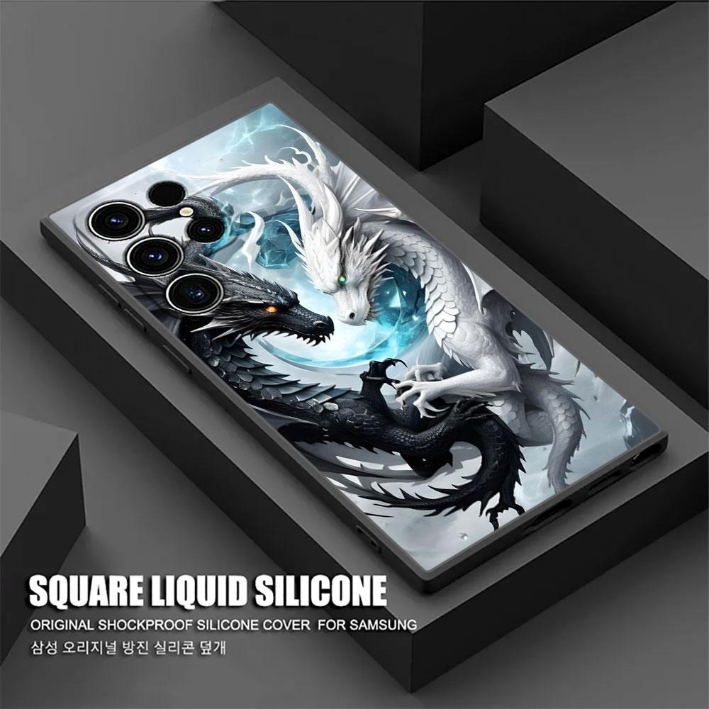 Cute Black White Dragon S26Ultra Case For Samsung Galaxy S26 S25 S24 S23 S20 S21 FE S22 Ultra S25 Plus 5G Cases Soft Phone Cover