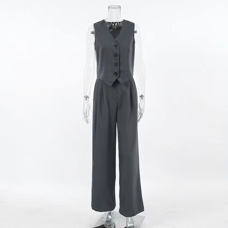 Western Style New Fashion Cardigan Vest Trousers Two-piece Set Cardigan Vest and Pants Set